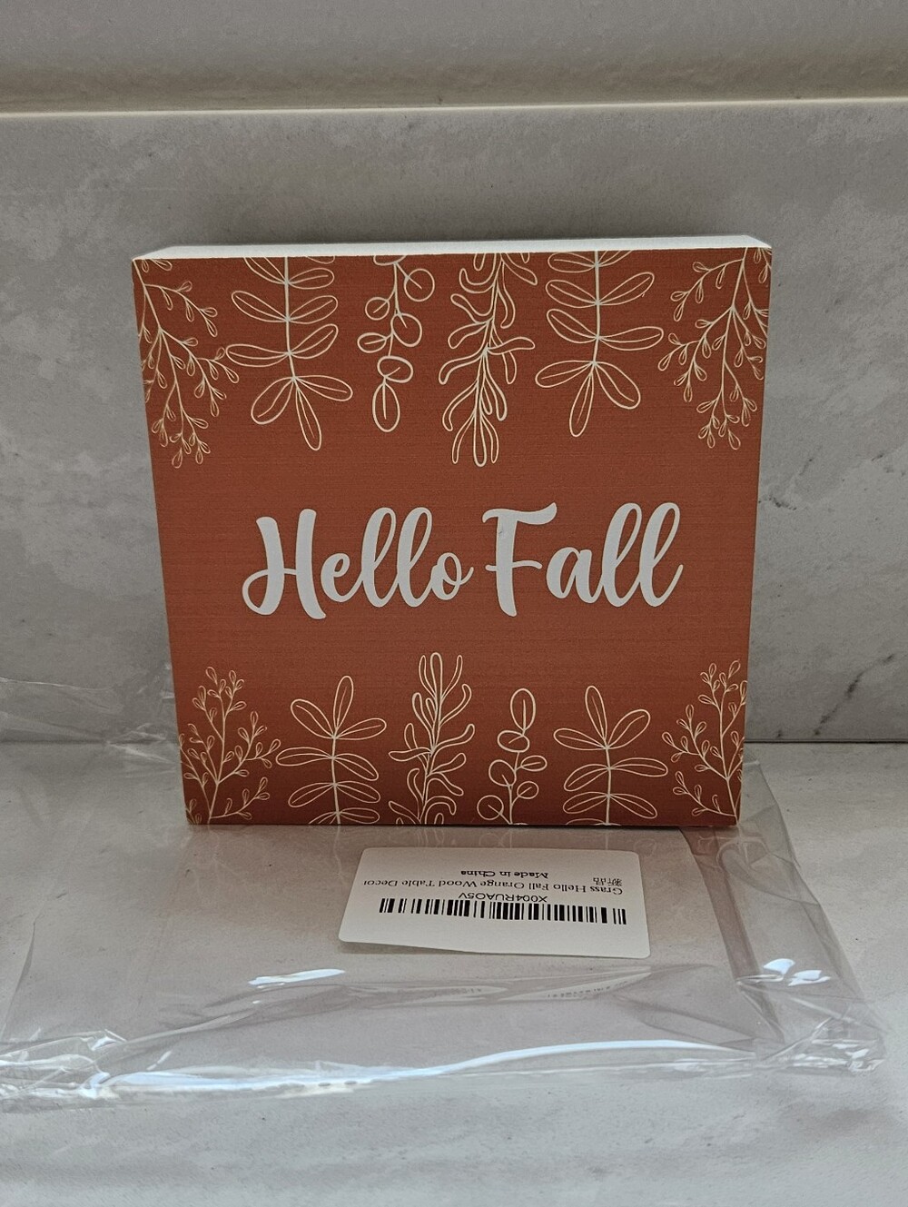 Hello Fall Orange Decorative Block Sign - Picture 7 of 7
